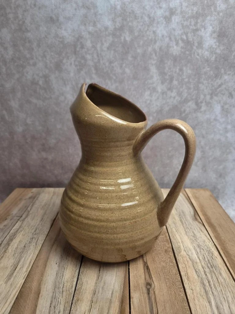 Vintage glazed stoneware jug in beige - original shape – photo 2